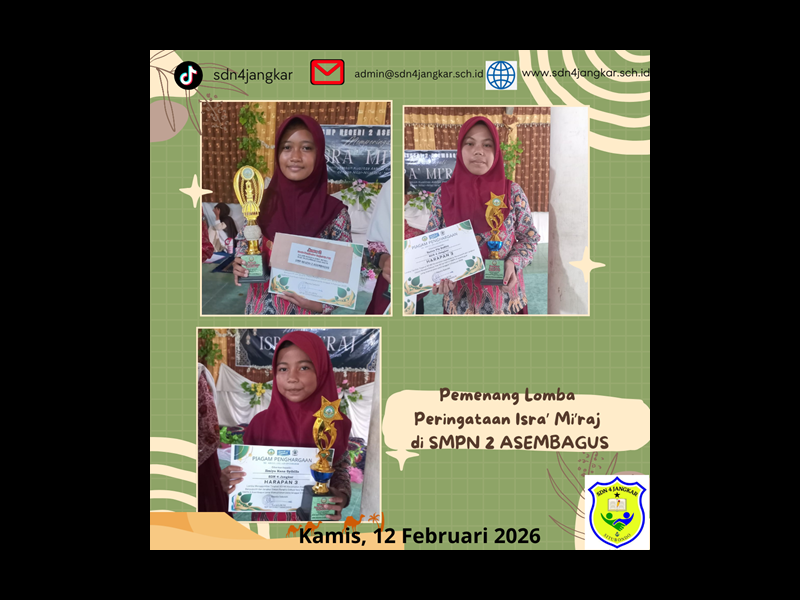 Pemenang lomba Dalam Rangka Kegiatan Memperingati Isra' Mi'raj Di SMPN 2 Asembagus